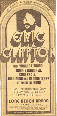 Eric Clapton LA newspaper advertisement Eric Clapton LA newspaper advertisement